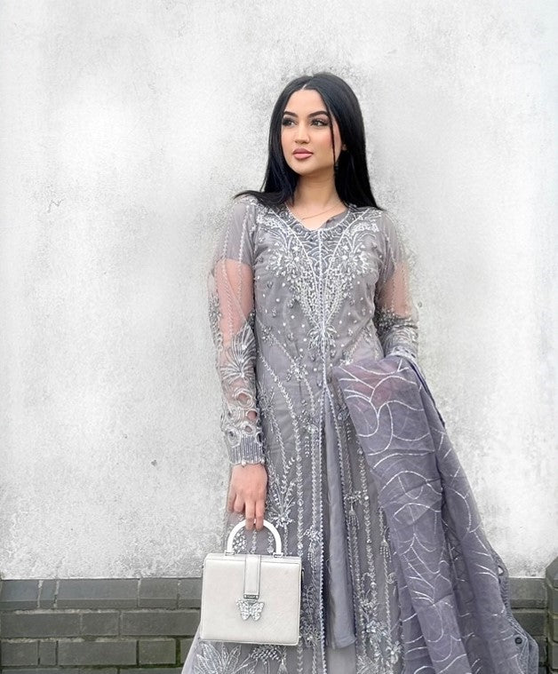 CRYSTAL GREY SHARARA SET